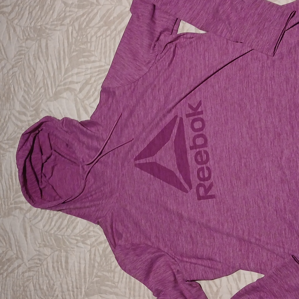 Reebok Heather Lilac Hoodie With Thumb Holes Size XXL - Picture 4 of 8